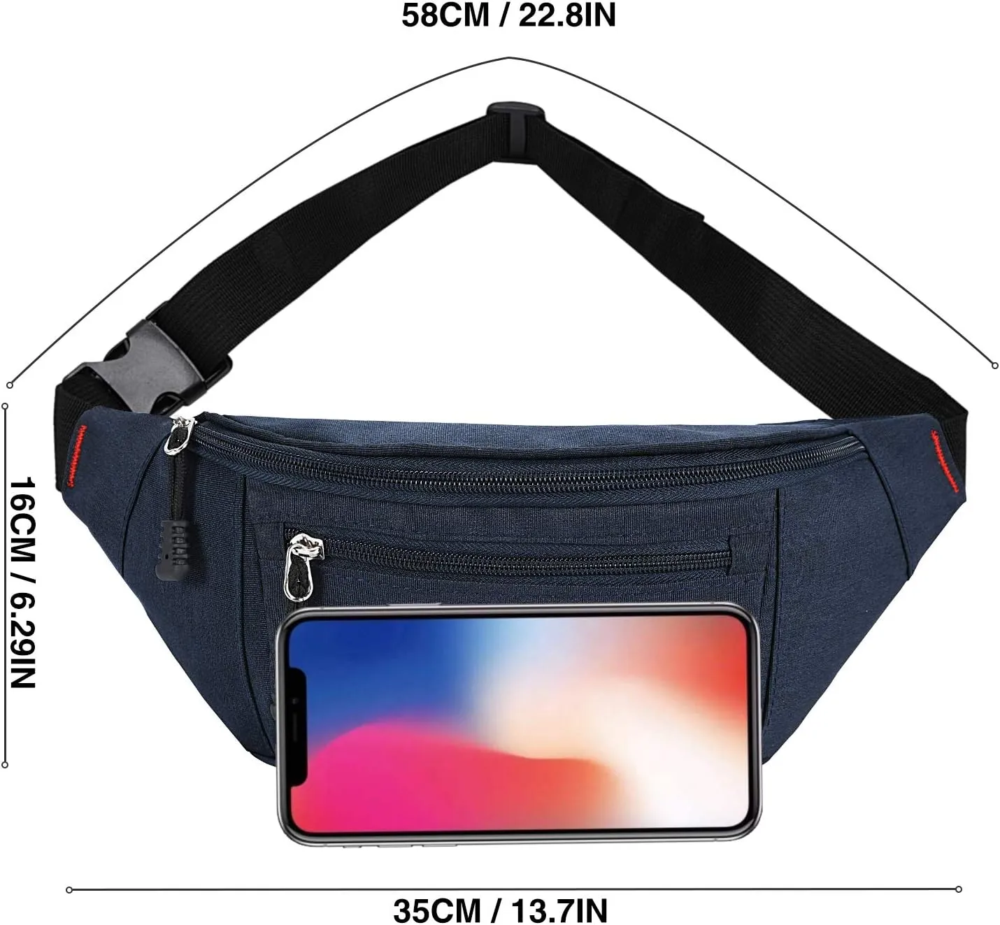 2 Packs Fanny Packs for Men and Women, Water Resistant Sports Waist Pack Bag Hip Bum Bag for Travel Hiking Running (Black   Blue)