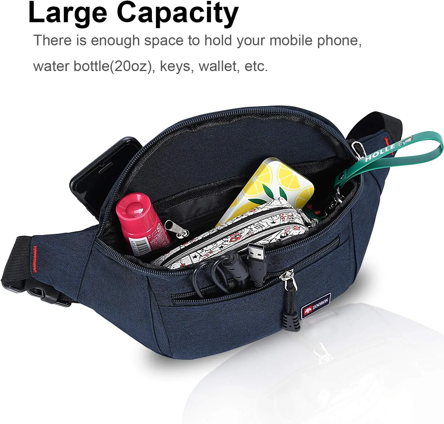 2 Packs Fanny Packs for Men and Women, Water Resistant Sports Waist Pack Bag Hip Bum Bag for Travel Hiking Running (Black   Blue)