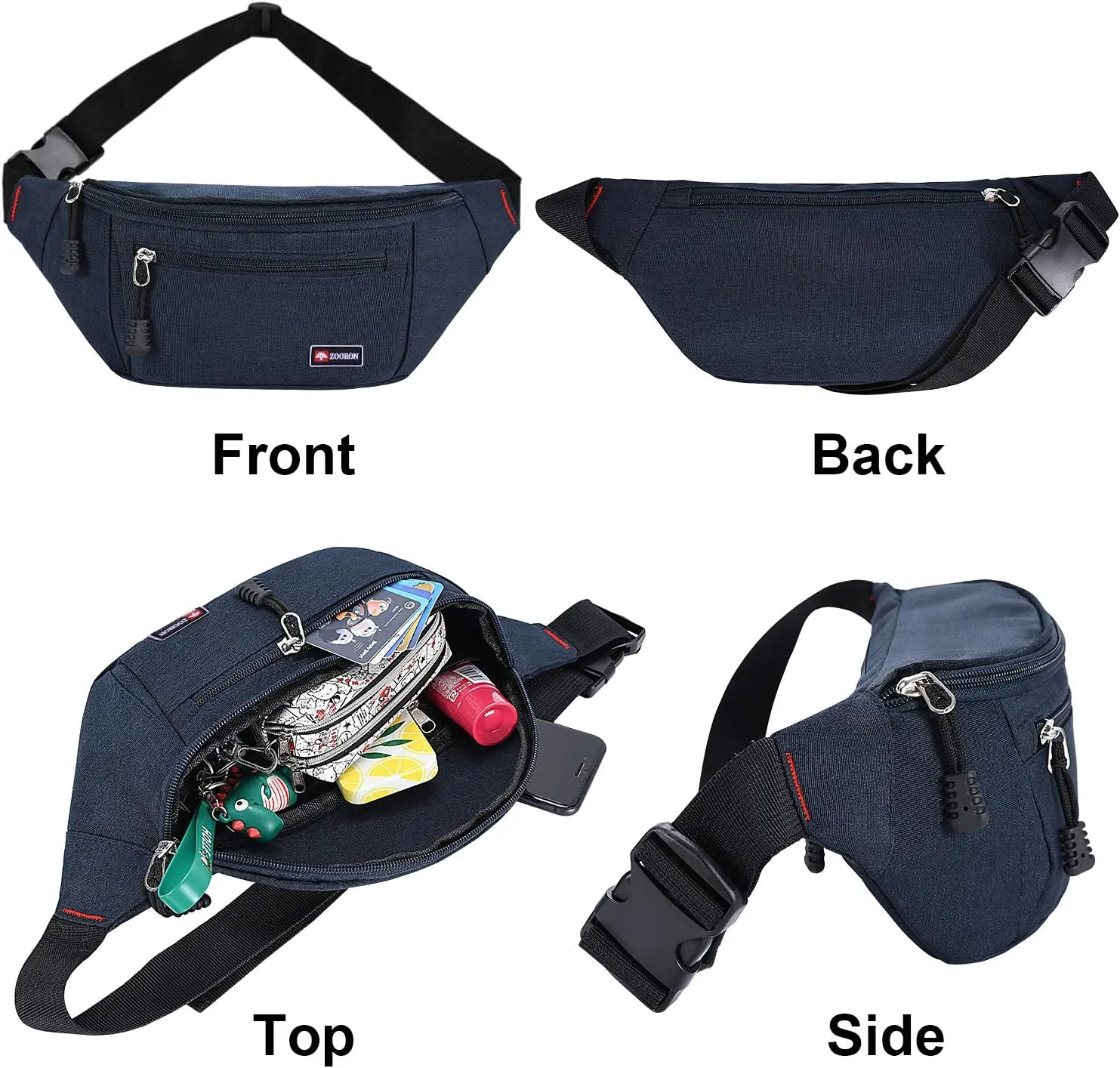 2 Packs Fanny Packs for Men and Women, Water Resistant Sports Waist Pack Bag Hip Bum Bag for Travel Hiking Running (Black   Blue)