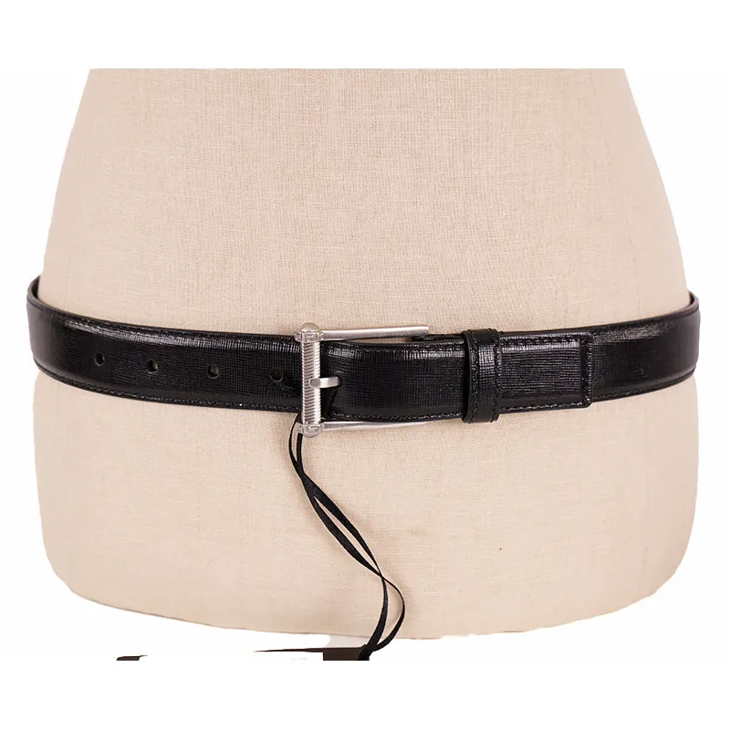 80/32 NEW $495 VERSACE Men's Black Saffiano Leather RED ROCKER LOGO Classic BELT