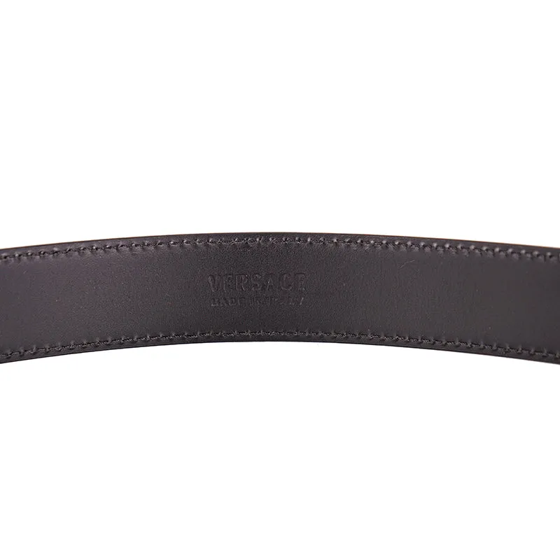 80/32 NEW $495 VERSACE Men's Black Saffiano Leather RED ROCKER LOGO Classic BELT