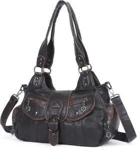 Angel Kiss Hobo Bags for Women Vegan Leather Shoulder Purses and Handbags Ladies Roomy Tote Bags Purse with Crossbody Strap