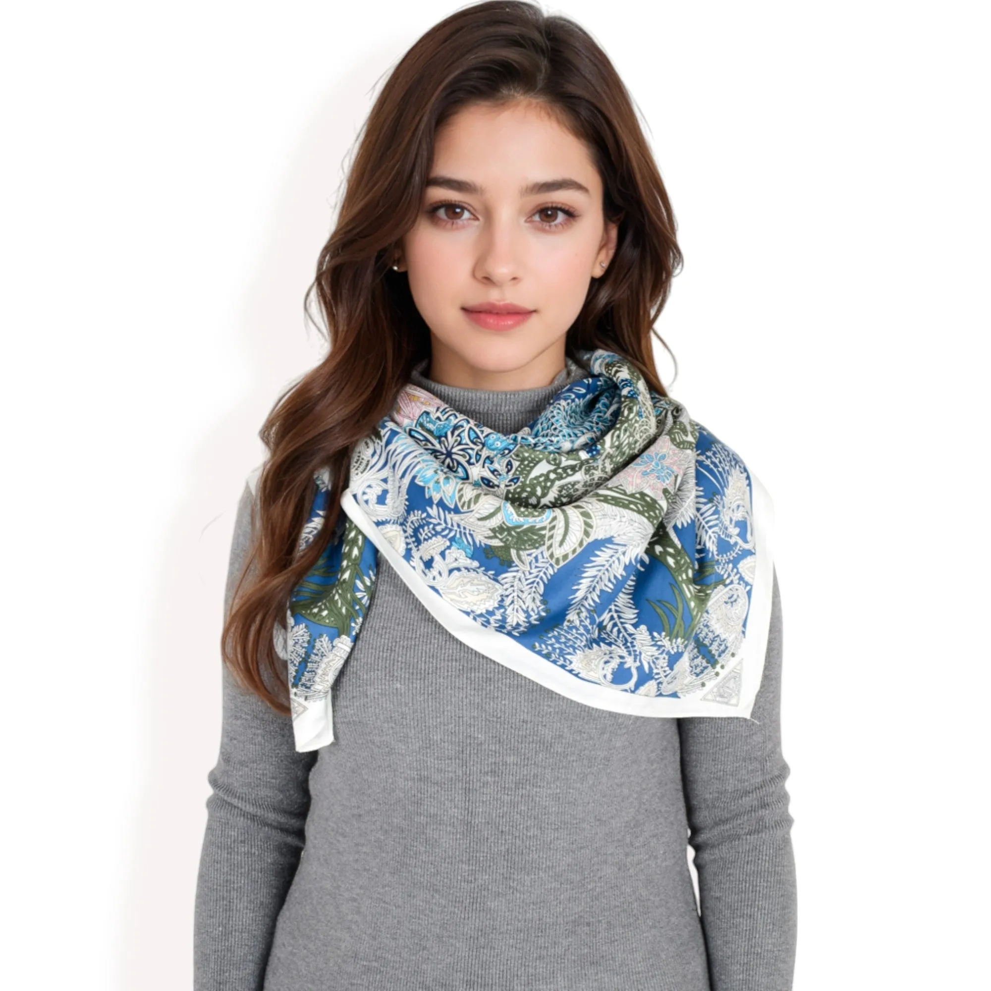 Anna-Kaci Women's Floral Paisley Satin Silk Scarf with Vibrant Prints and Elegant Square Design