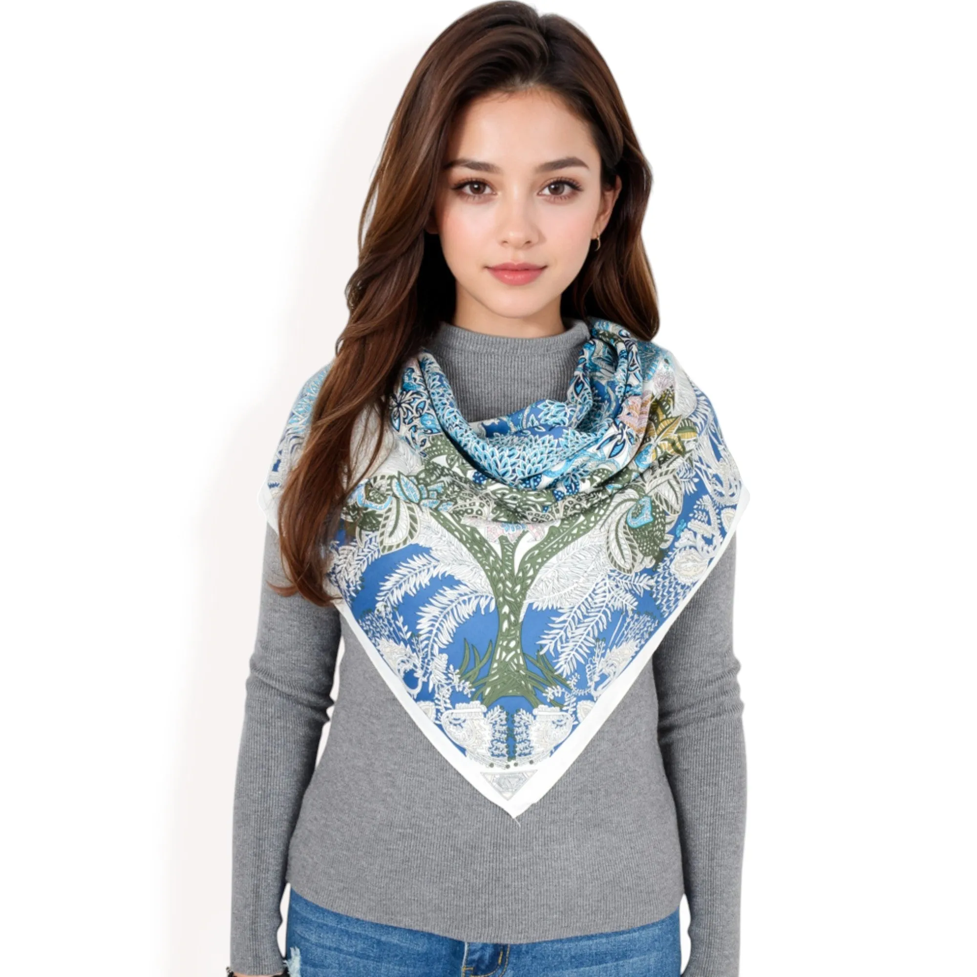 Anna-Kaci Women's Floral Paisley Satin Silk Scarf with Vibrant Prints and Elegant Square Design