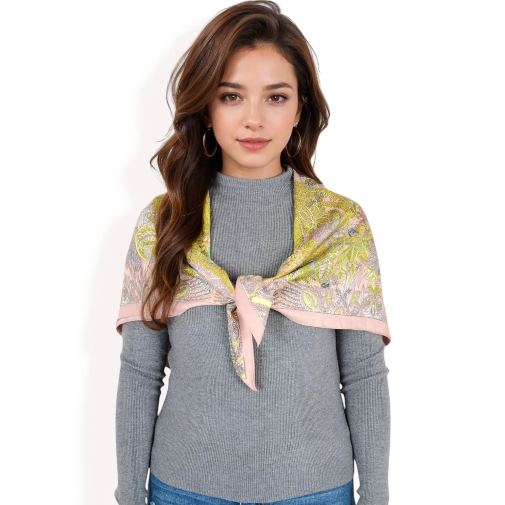 Anna-Kaci Women's Floral Paisley Satin Silk Scarf with Vibrant Prints and Elegant Square Design