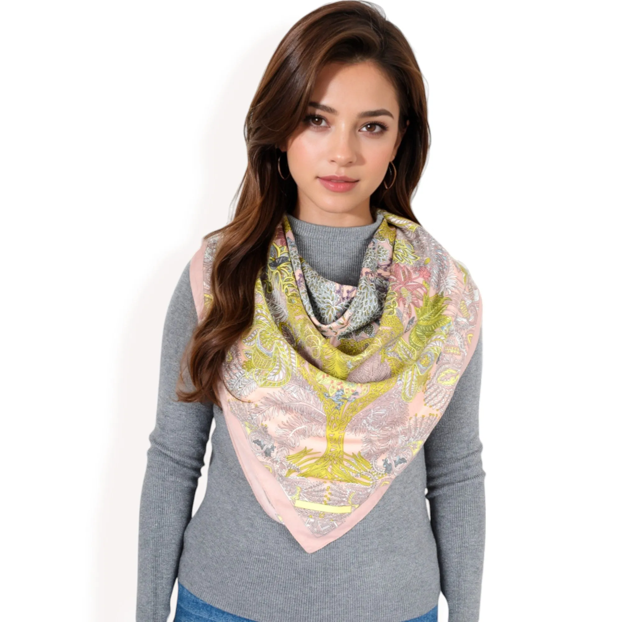 Anna-Kaci Women's Floral Paisley Satin Silk Scarf with Vibrant Prints and Elegant Square Design