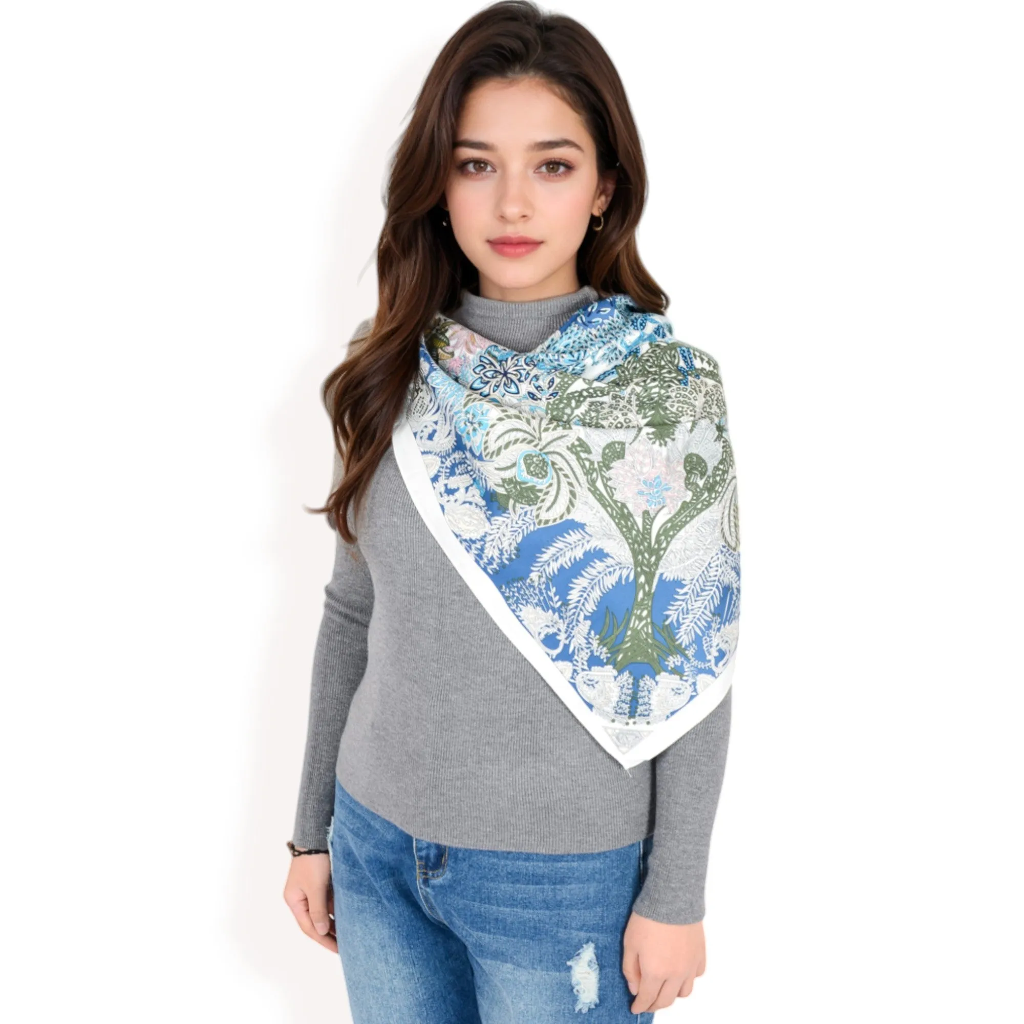 Anna-Kaci Women's Floral Paisley Satin Silk Scarf with Vibrant Prints and Elegant Square Design
