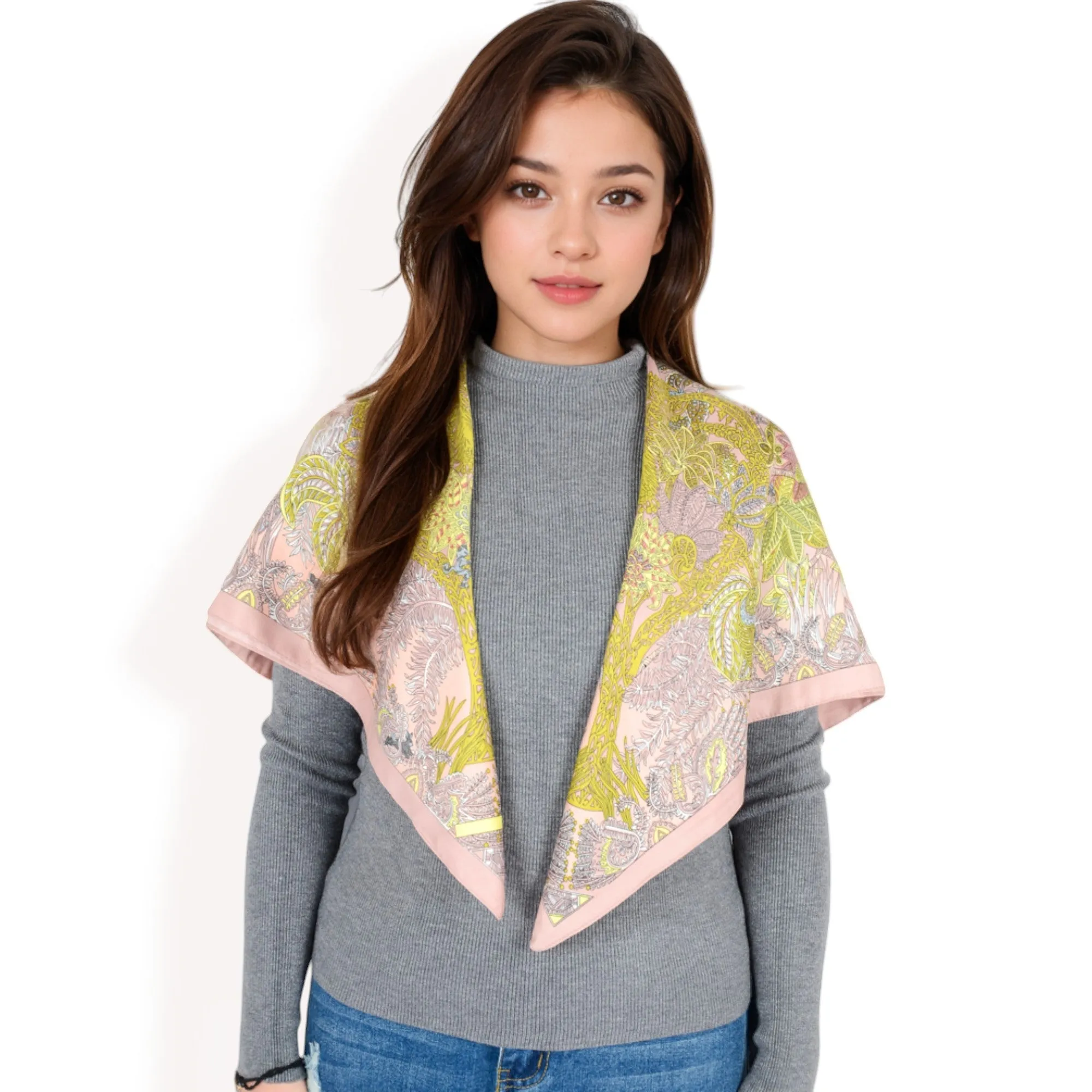 Anna-Kaci Women's Floral Paisley Satin Silk Scarf with Vibrant Prints and Elegant Square Design