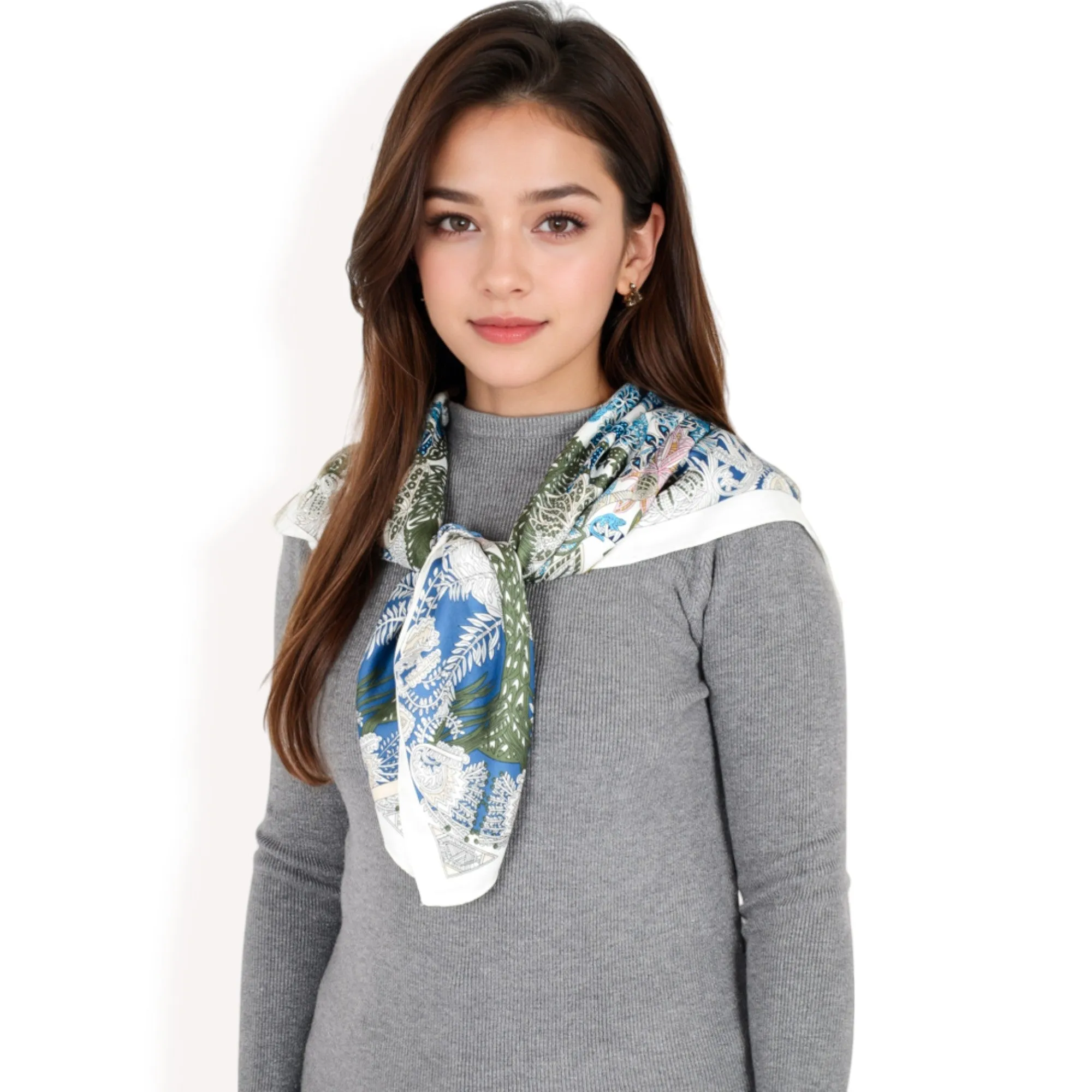 Anna-Kaci Women's Floral Paisley Satin Silk Scarf with Vibrant Prints and Elegant Square Design