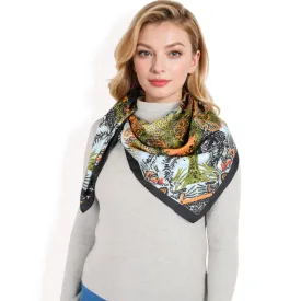 Anna-Kaci Women's Floral Paisley Satin Silk Scarf with Vibrant Prints and Elegant Square Design