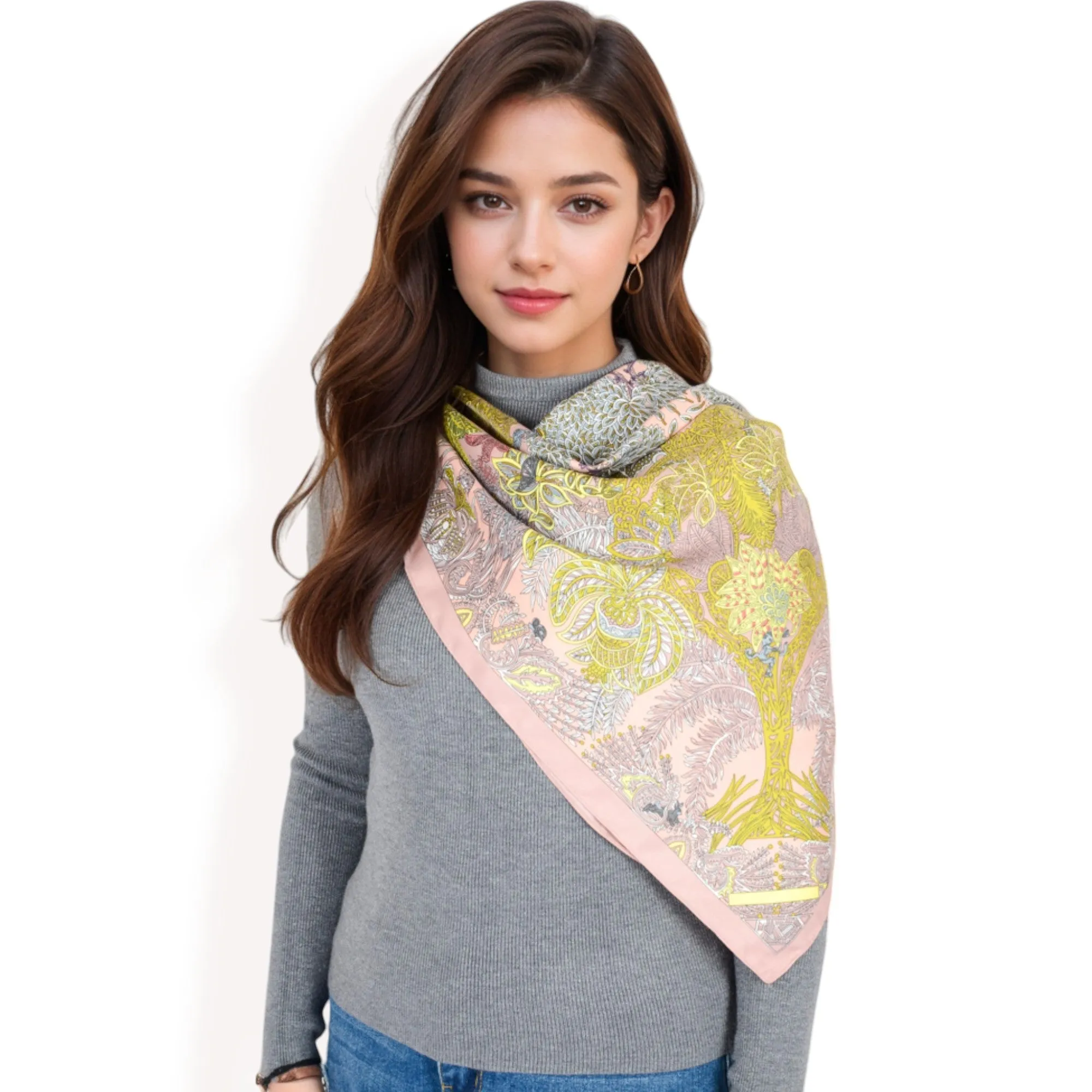 Anna-Kaci Women's Floral Paisley Satin Silk Scarf with Vibrant Prints and Elegant Square Design