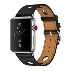Apple Watch 41mm / 40mm / 38mm | Big Hole Design Leather Strap |Black