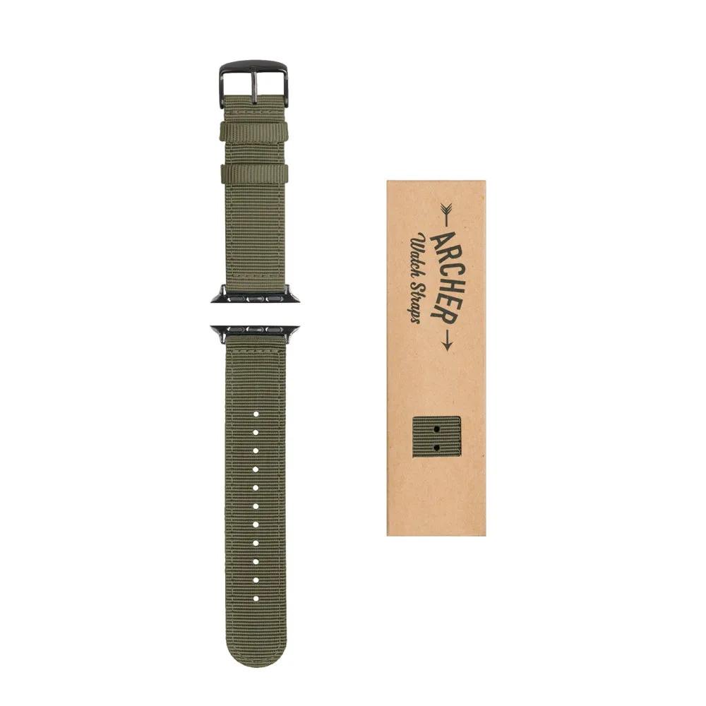 Apple Watch Nylon Watch Band - Olive/Black