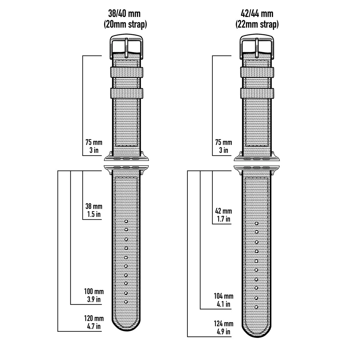 Apple Watch Seat Belt Nylon Watch Band - Black/Gray