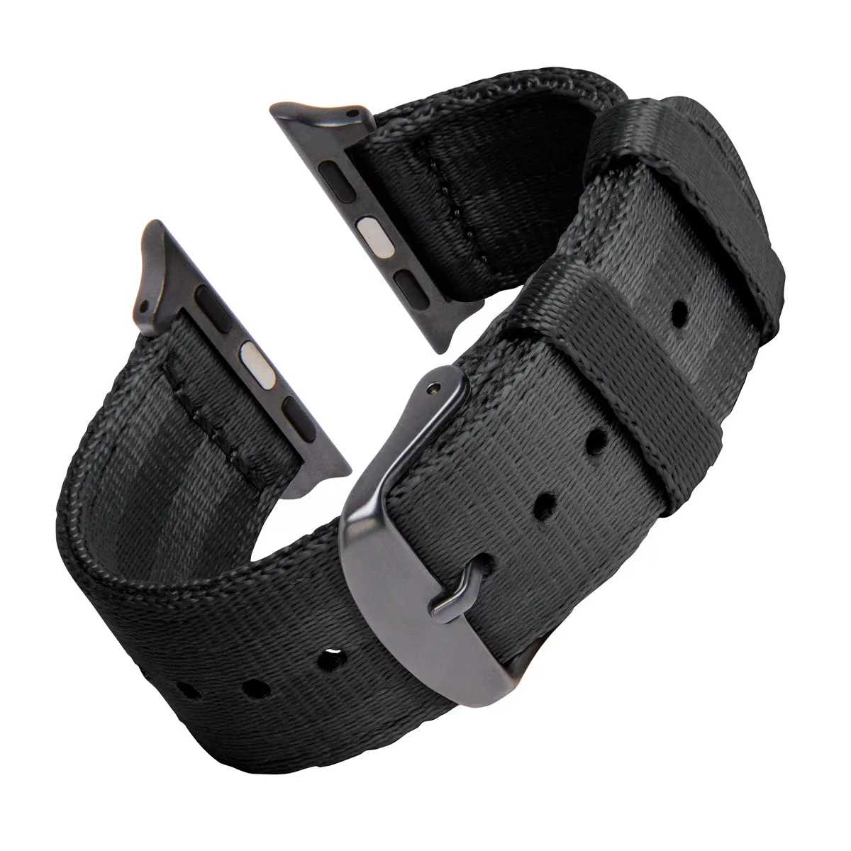 Apple Watch Seat Belt Nylon Watch Band - Black/Gray