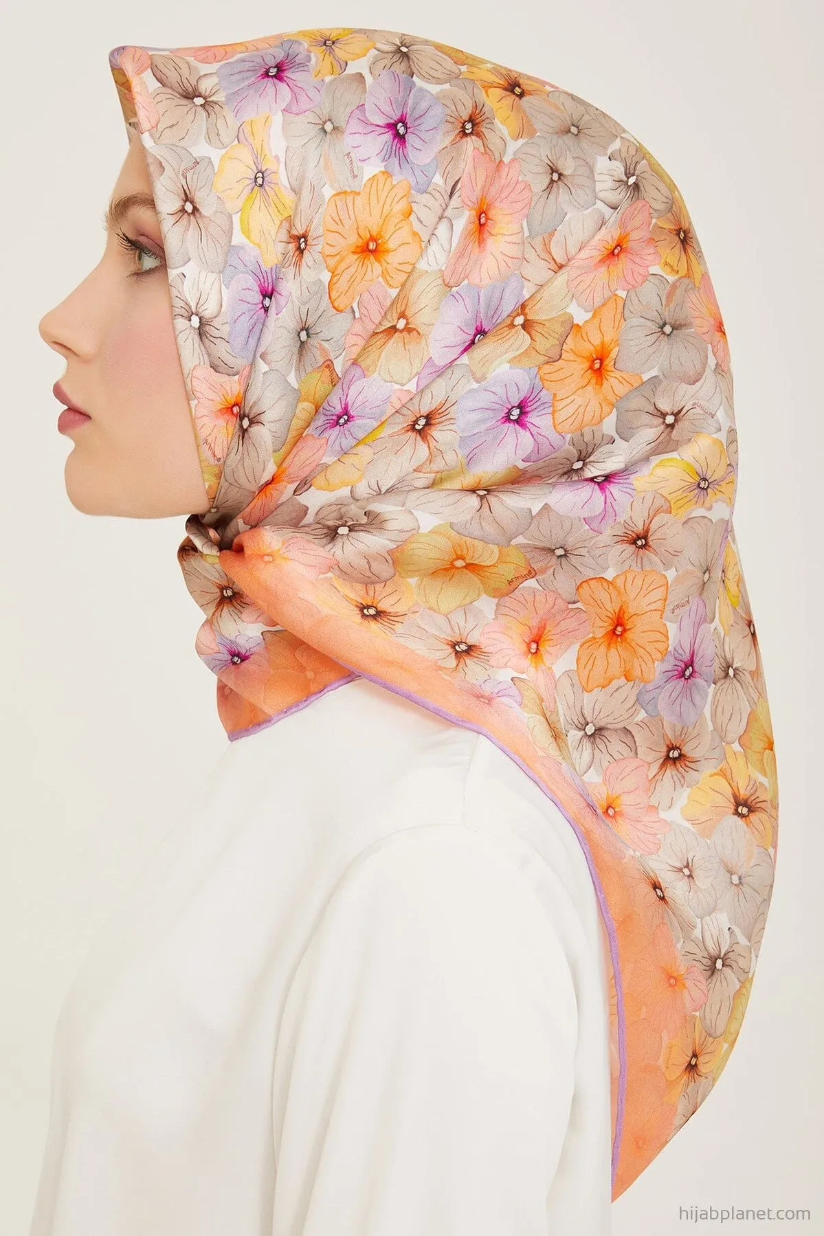 Armine Hydrangea Print Silk Scarf #35