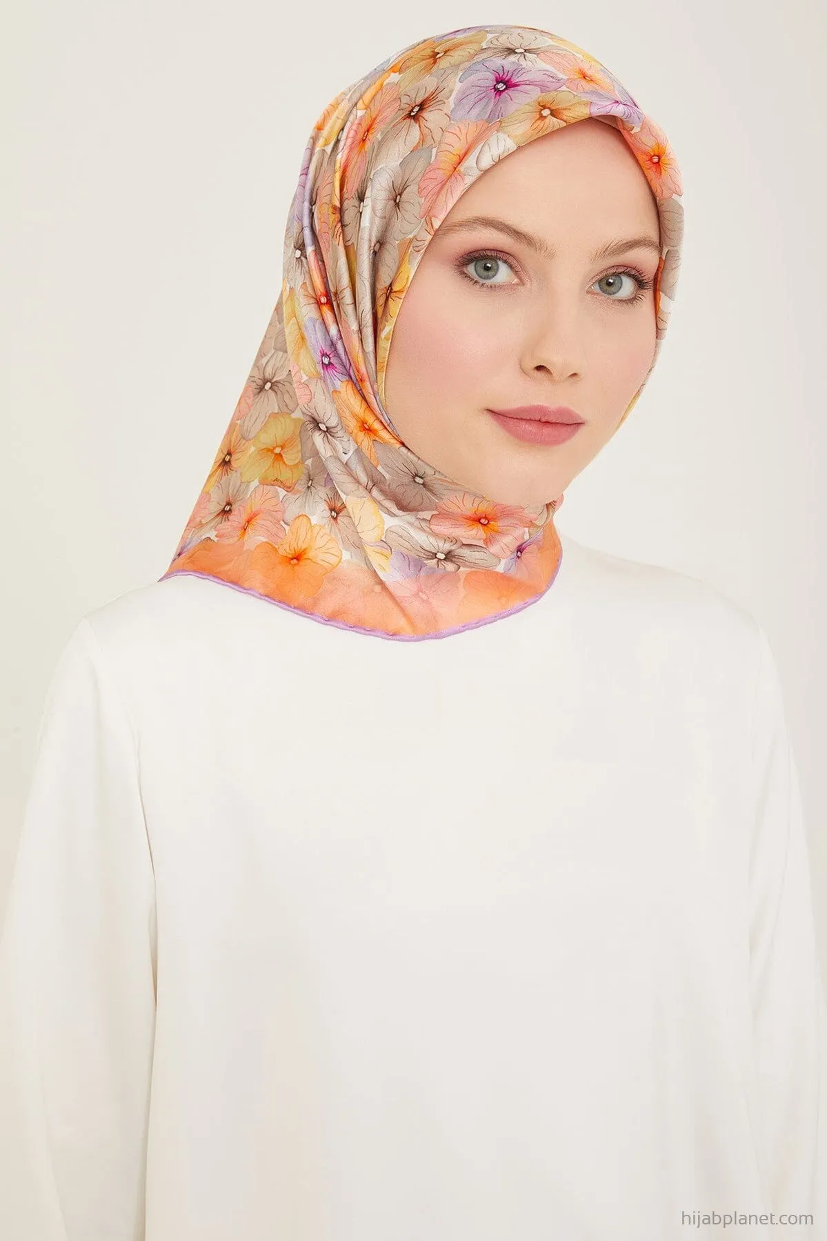 Armine Hydrangea Print Silk Scarf #35