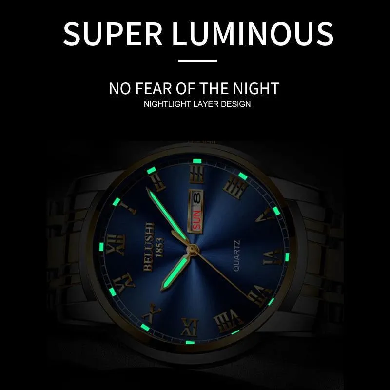 BELUSHI Stainless Steel Waterproof Luminous Watch