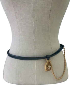 Black Belt with Gold Chain and Locket Pendant UK Medium