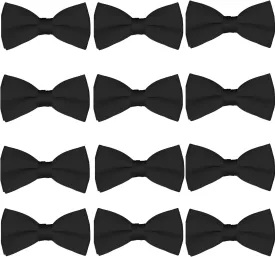 Boys Wedding Bow Tie 12 Pack Children Bowties Kids Tuxedo Solid Ties
