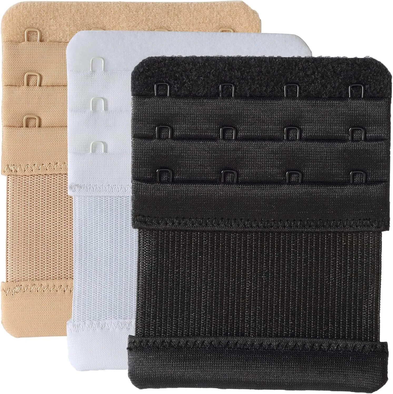 Bra Extenders 4 Hook Elastic Stretchy Bra Extensions Strap Comfortable 3pcs-Pack