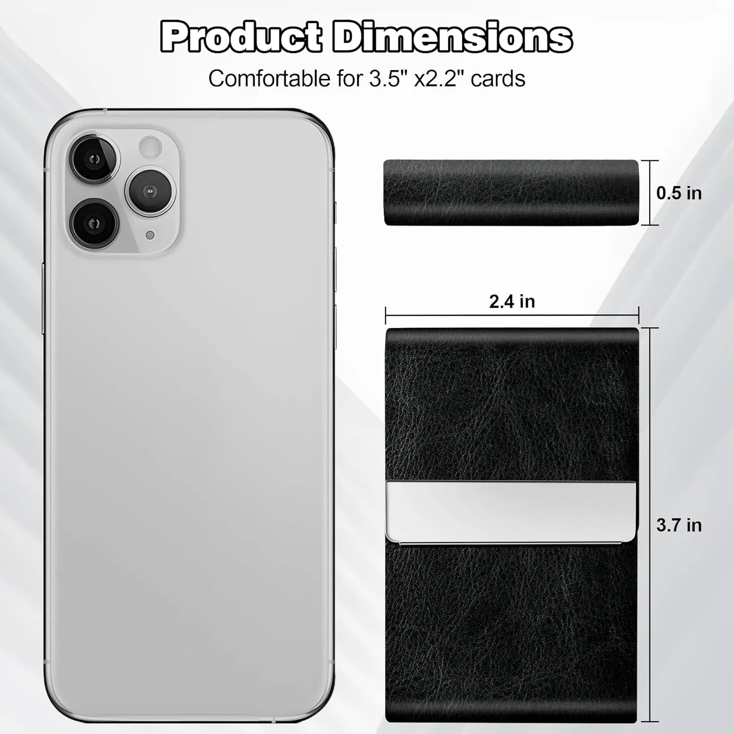 Business Card Holder for Women or Men, Business Card Case with PU Leather and Stainless Steel, Slim Metal Case with Magnetic Closure for Business Meeting Use