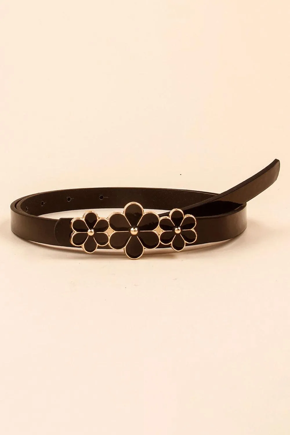 Chic Floral Accent Faux Leather Waist Belt