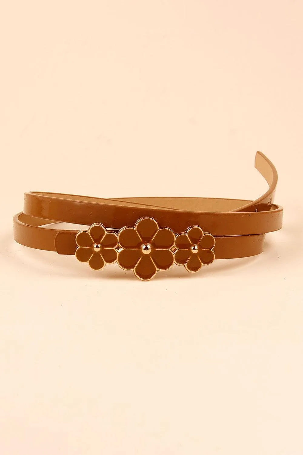 Chic Floral Accent Faux Leather Waist Belt