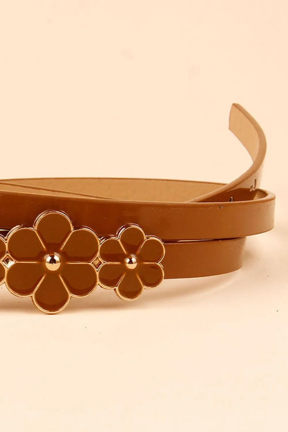 Chic Floral Accent Faux Leather Waist Belt