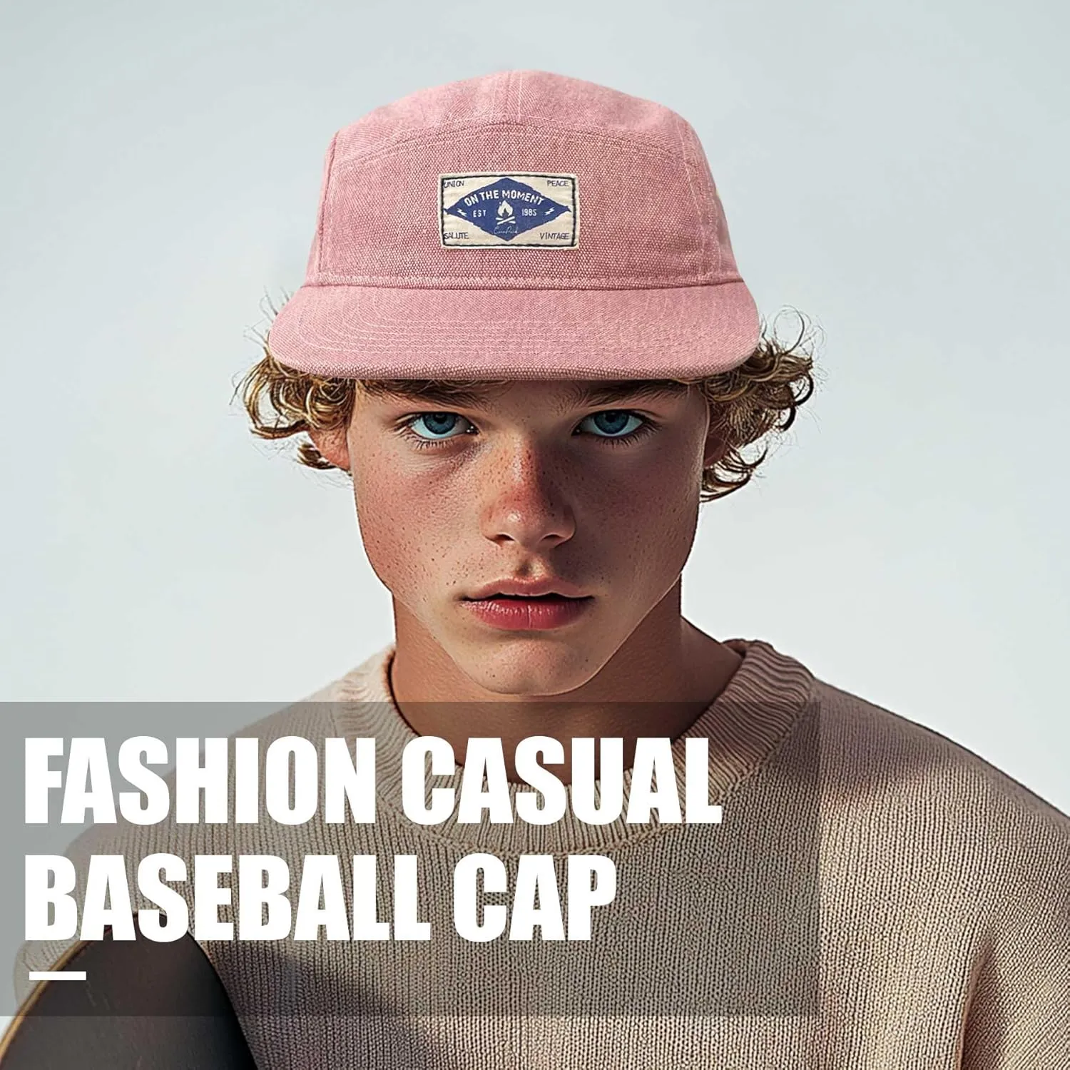 CLAPE Snapback 5 Panel Hat for Men Women Washed Cotton Flat Bill Baseball Cap Strapback Hip Hop Biker Board Cap