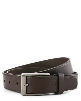 Classic Square Pin Buckle Top Grain Leather Belt - Brown