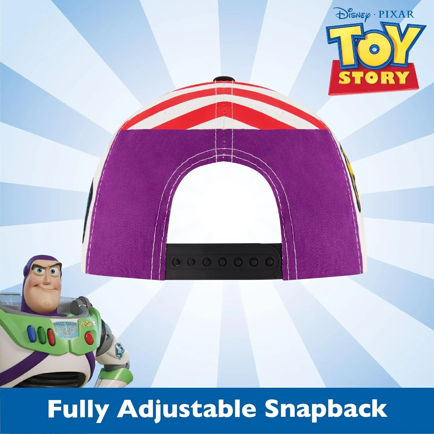 Concept One Disney Pixar Toy Story 4 Baseball Cap, Buzz Lightyear Adult Snapback Hat with Flat Brim