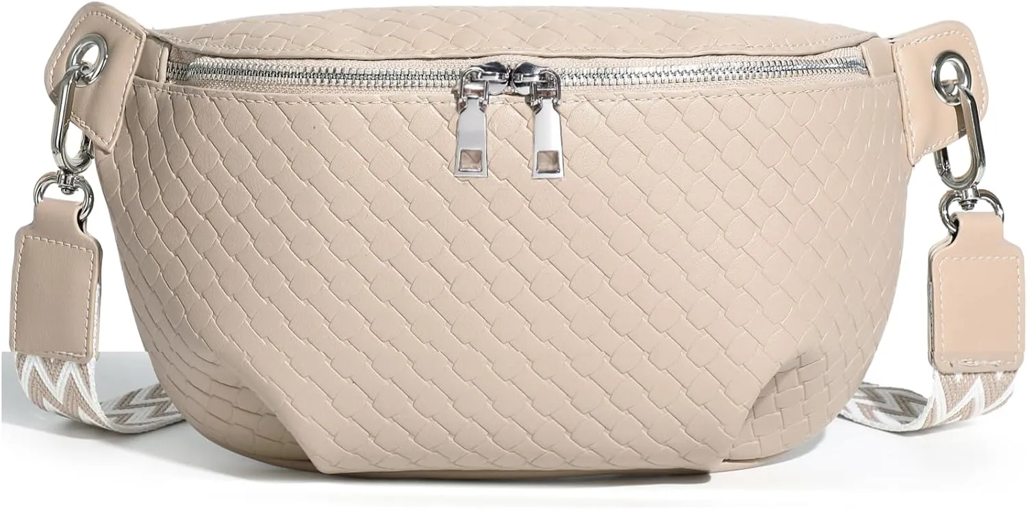 Crossbody Sling Bag Purse for Women - Small Chest Fanny Pack Trendy Travel Faux Leather Cross Body Bags with Adjustable Strap