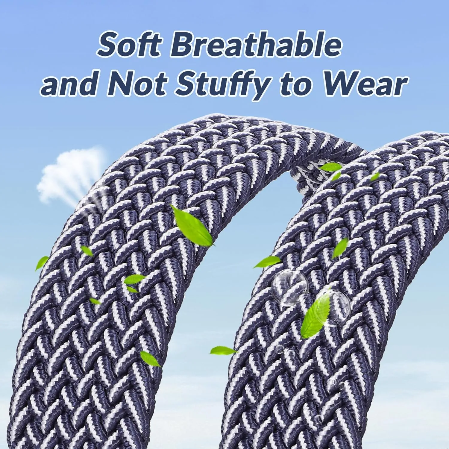 Elastic Braided Belt Mens Golf Belts No-Hole Design Lightweight Breathable Woven Stretch Belt for Golf Casual