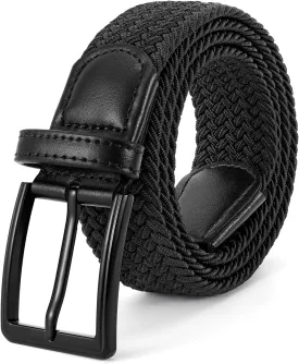 Elastic Braided Belt Mens Golf Belts No-Hole Design Lightweight Breathable Woven Stretch Belt for Golf Casual