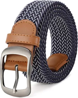 Elastic Braided Belt Mens Golf Belts No-Hole Design Lightweight Breathable Woven Stretch Belt for Golf Casual
