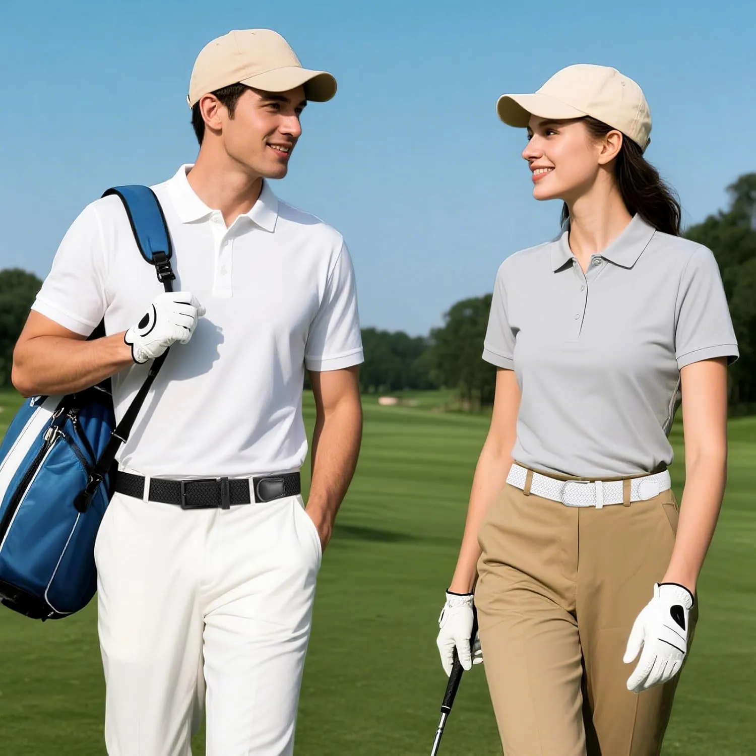 Elastic Braided Belt Mens Golf Belts No-Hole Design Lightweight Breathable Woven Stretch Belt for Golf Casual