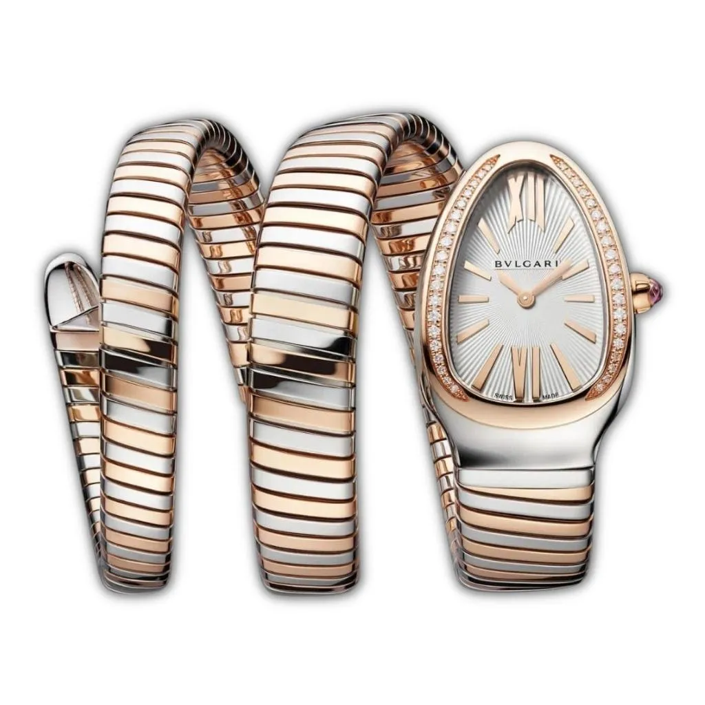 Elegant Snake Pattern Type Dial Stainless Steel Wrist Watch For Women