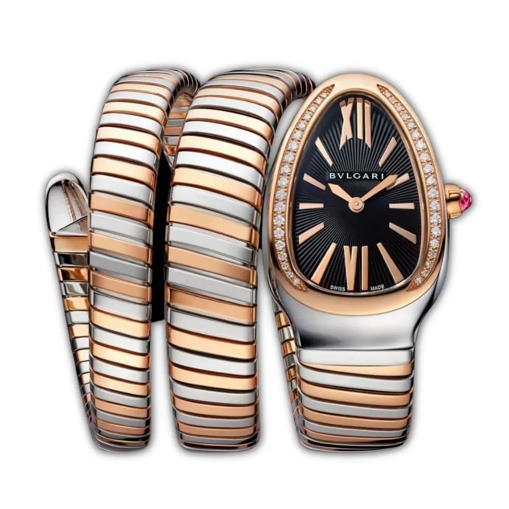 Elegant Snake Pattern Type Dial Stainless Steel Wrist Watch For Women