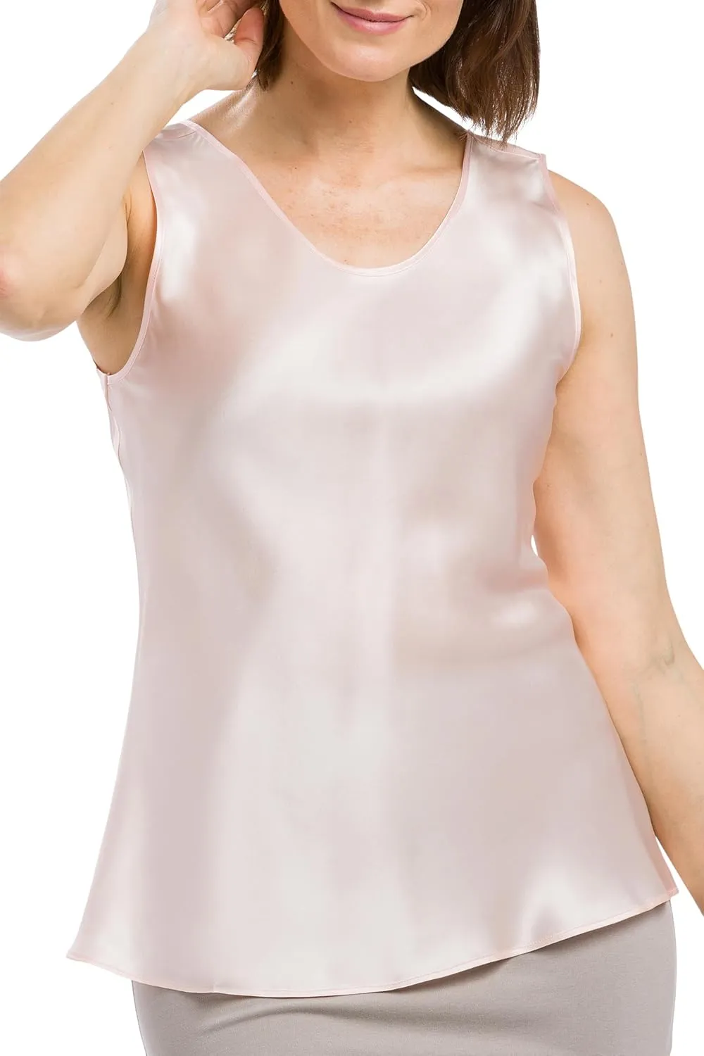 Fishers Finery Women's 100% Pure Mulberry Silk Sleeveless Camisole; Crew Neck