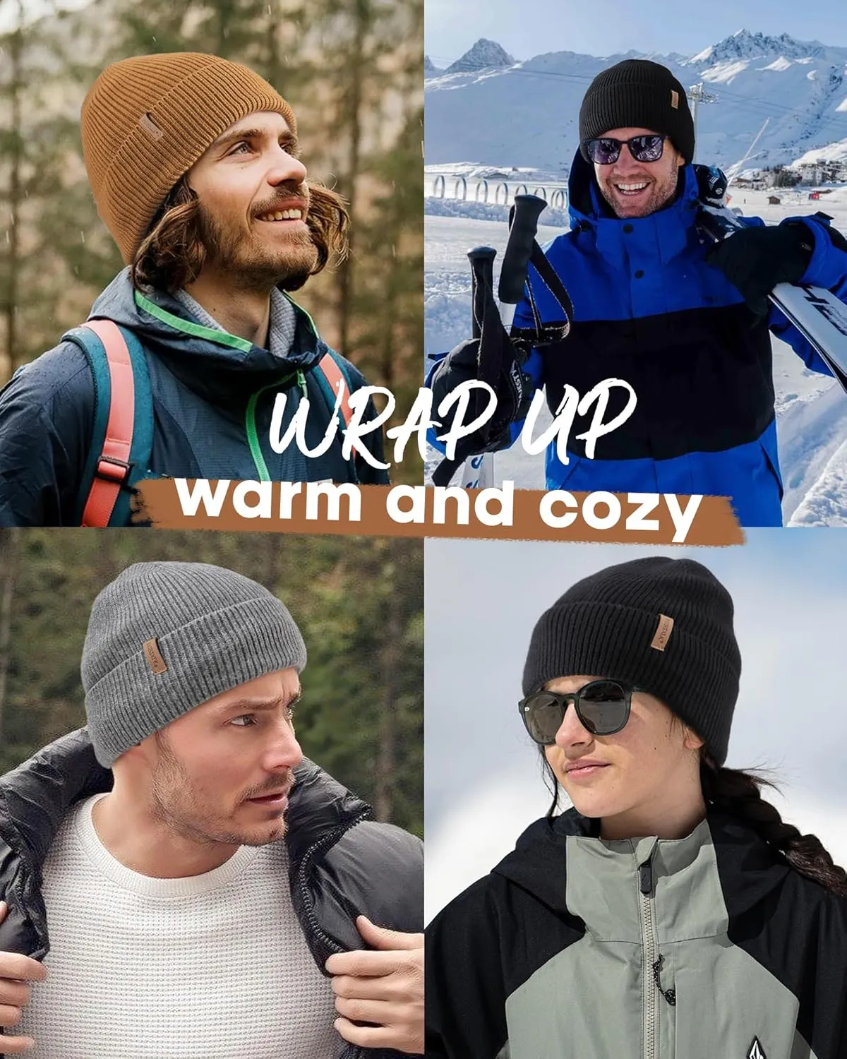FURTALK Winter Hats for Men Women Fleece Lined Beanie Warm Cuffed Outdoor Skull Cap