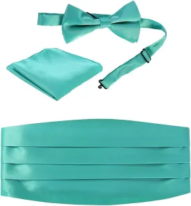 Gioberti Kids/Boys' Adjustable Satin And Paisley Cummerbund Set With Formal Bow Tie and Pocket Square