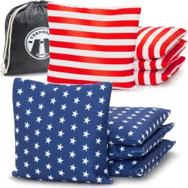 GoSports Official Regulation Cornhole Bean Bags Set of 8  for Fun Casual Cornhole Games - All Weather - American Stars and Stripes or Red and Blue