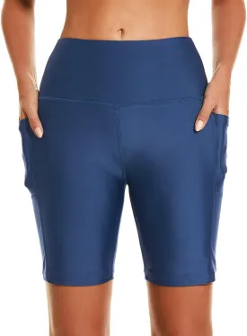 HODOSPORTS Women's 3''/5''/7''/9'' Swim Shorts UPF 50  High Waisted Board Shorts with Pockets Liner Quick Dry Swimsuit Bottom