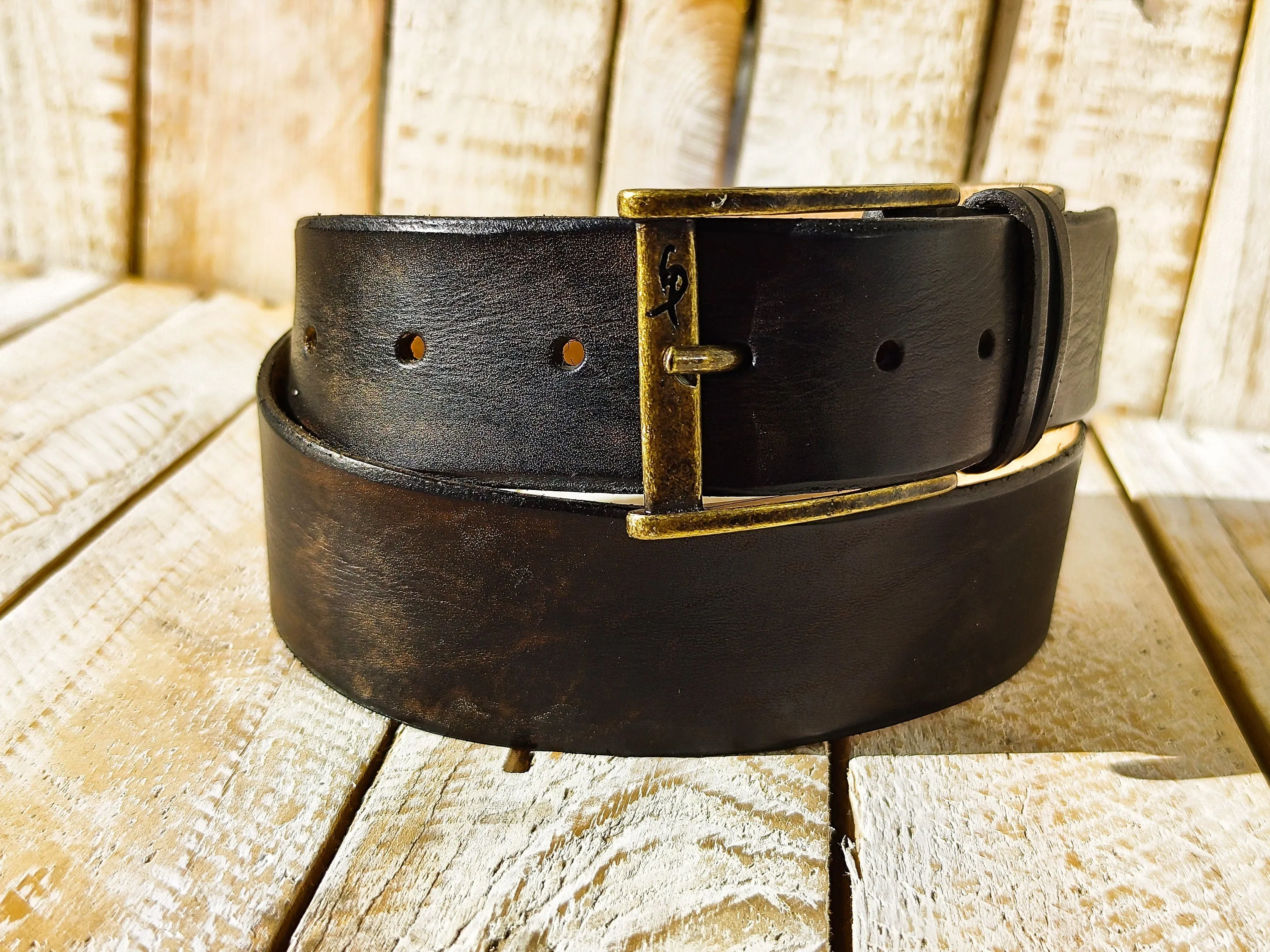 Ishaor Handmade Brown Leather Rodeo Style Belt - High-Quality for Everyday Wear