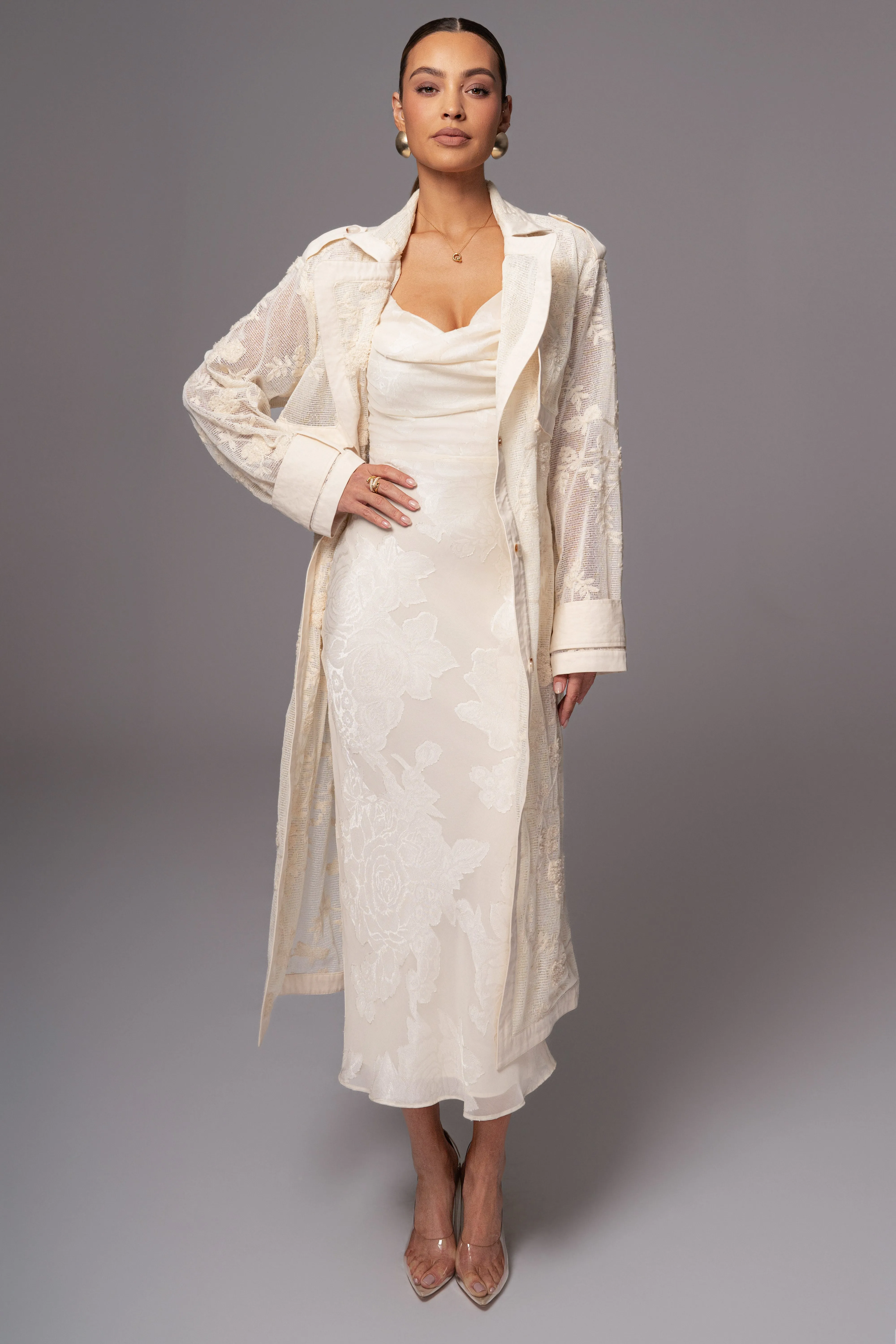 Ivory Floral Embroidered Coat