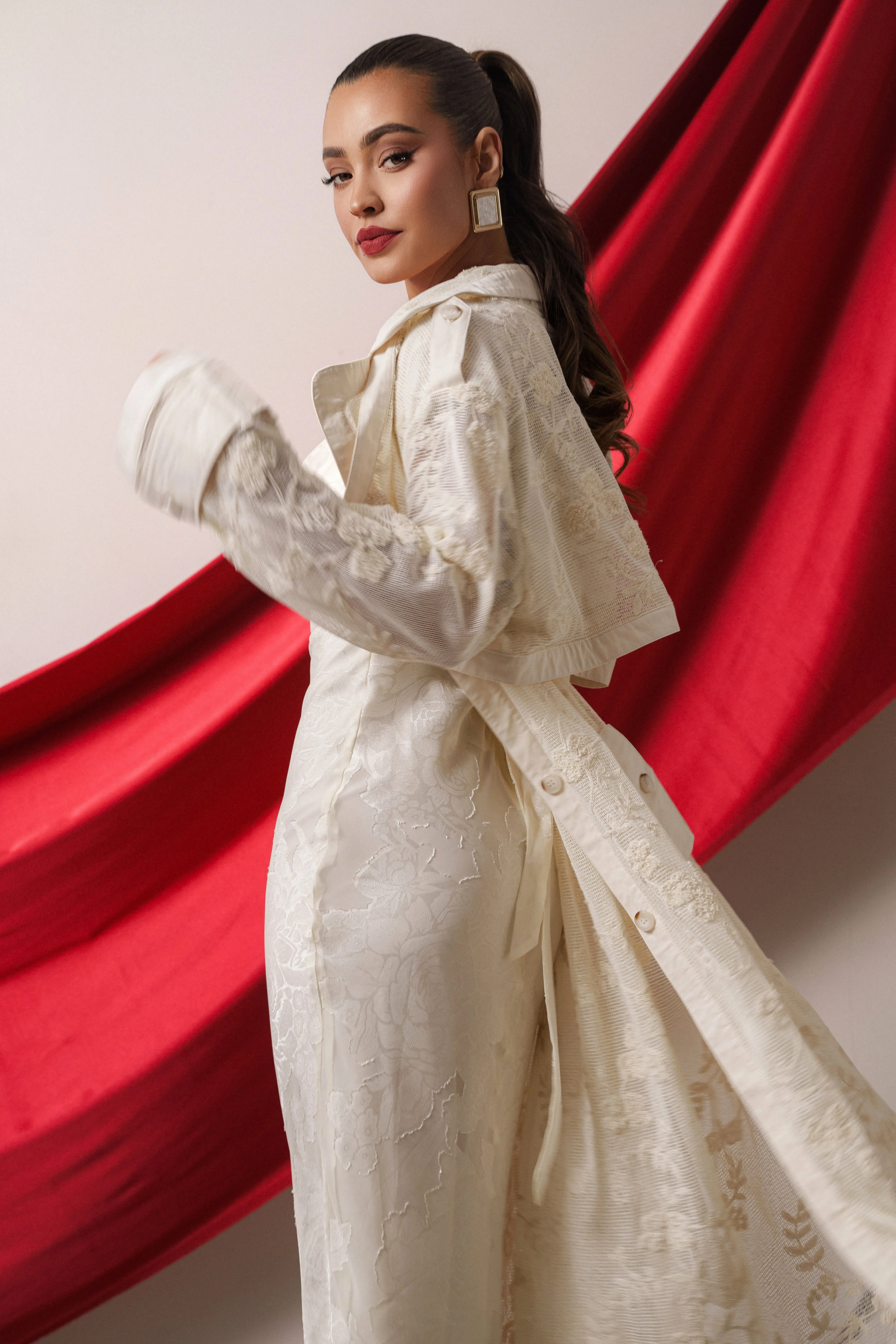 Ivory Floral Embroidered Coat