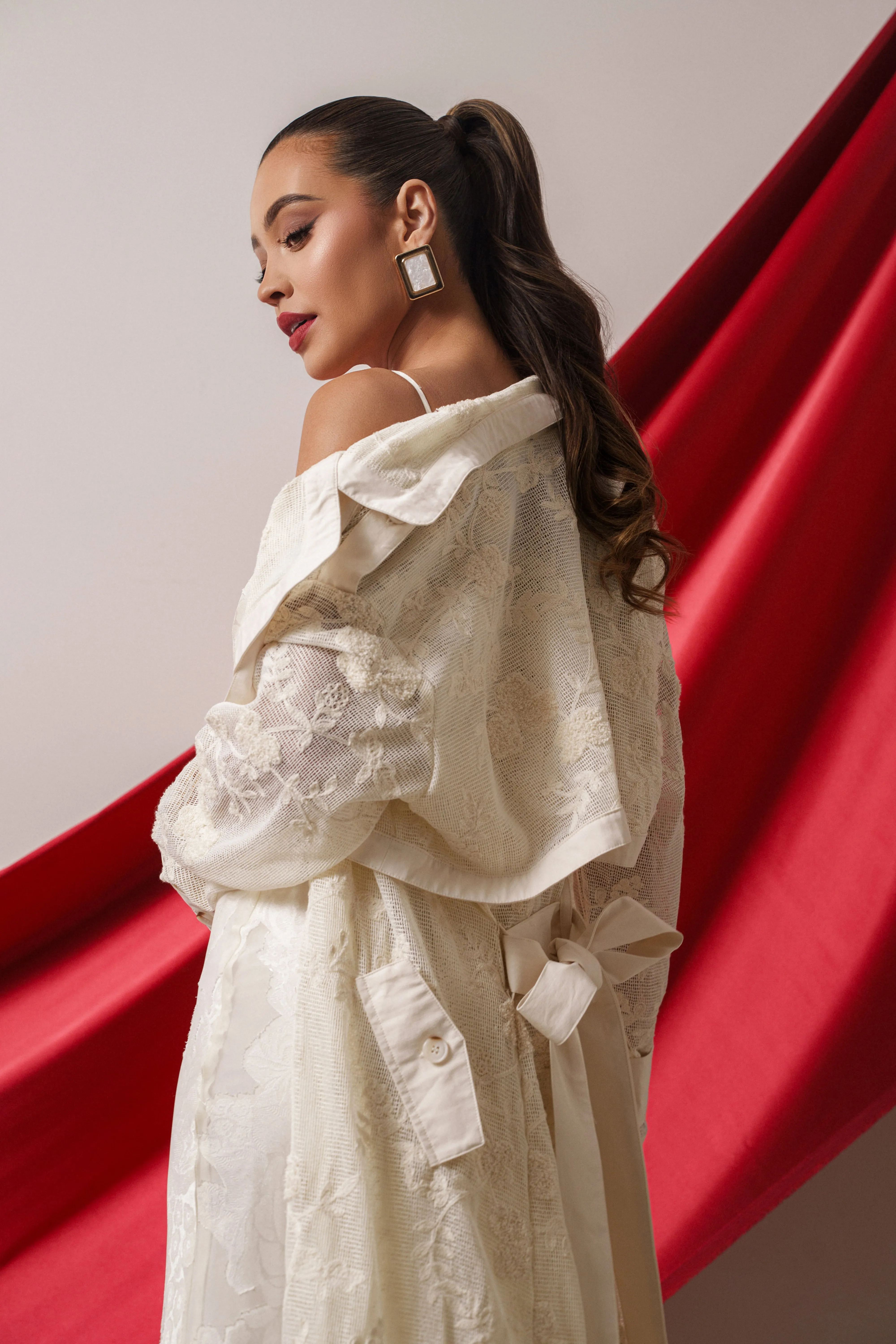 Ivory Floral Embroidered Coat