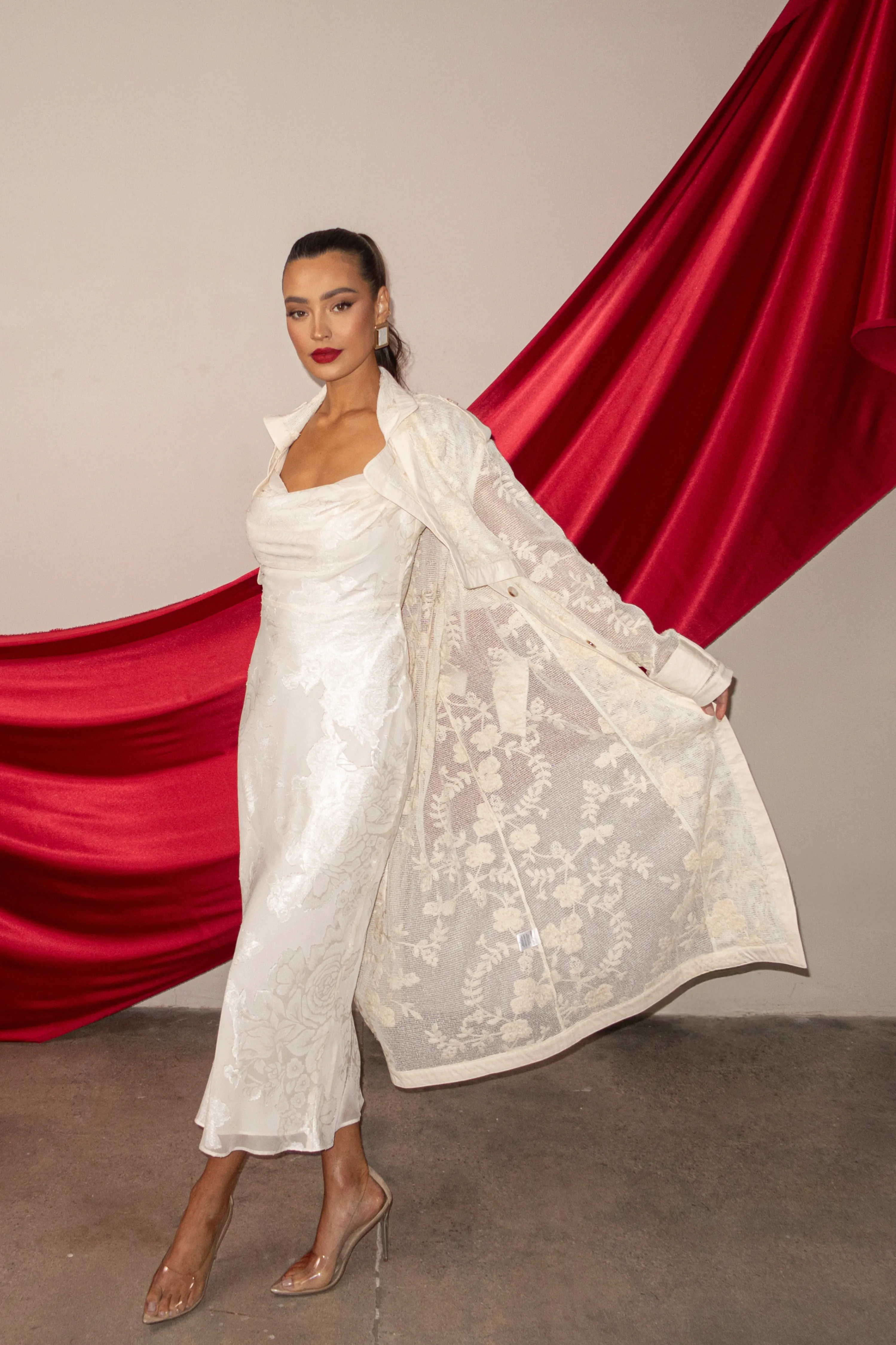 Ivory Floral Embroidered Coat