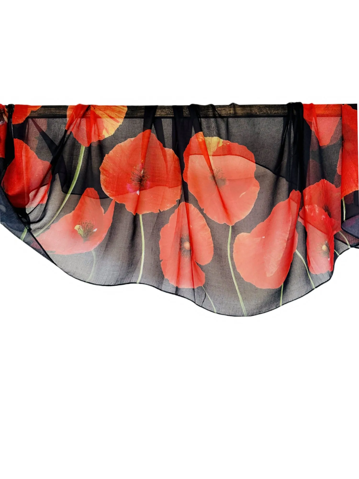 JC022926 Red-Black Poppy Flowers Scarf